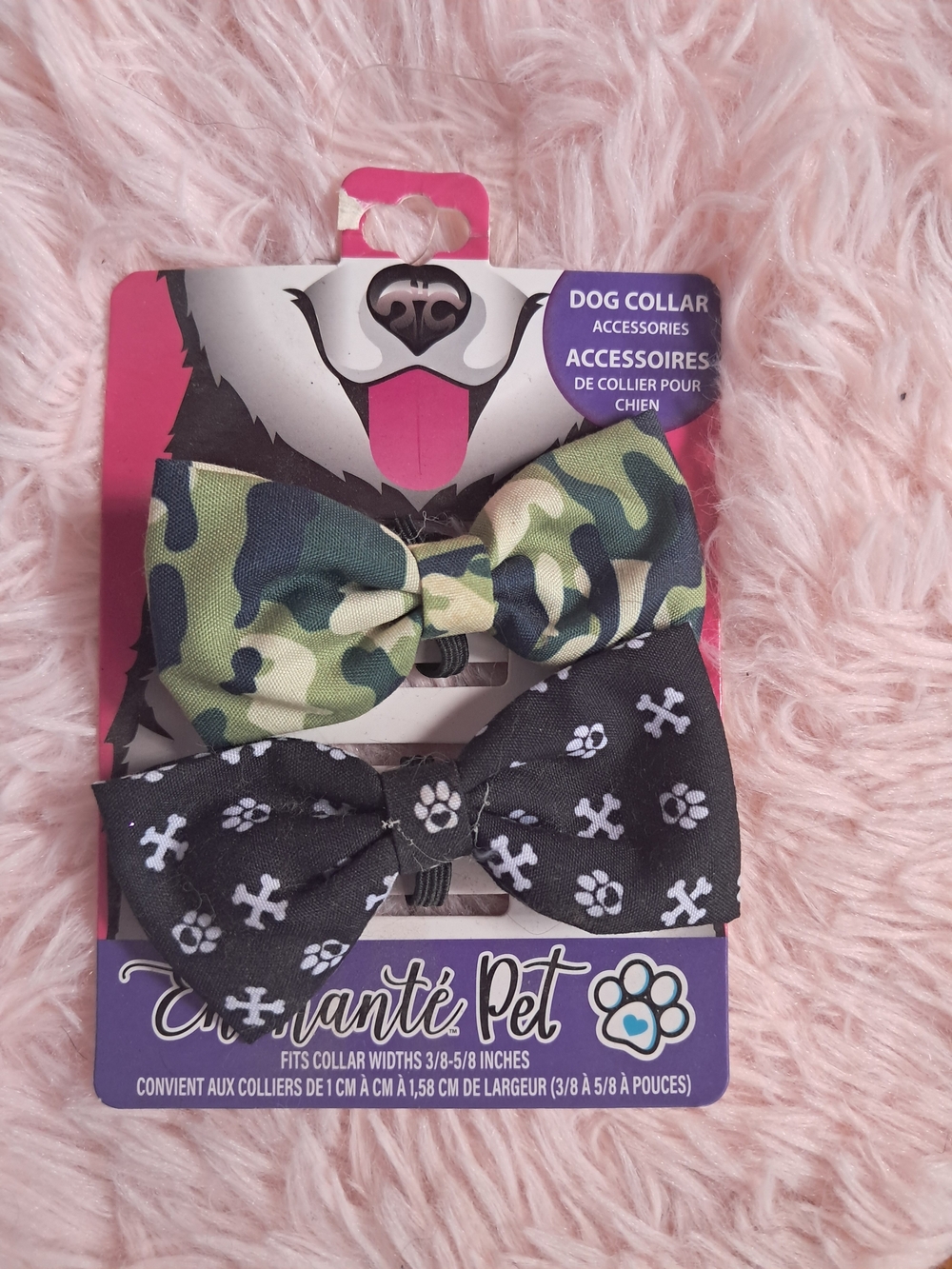 Pets First Camouflage & Black Paw Print Dog Bow Tie Set